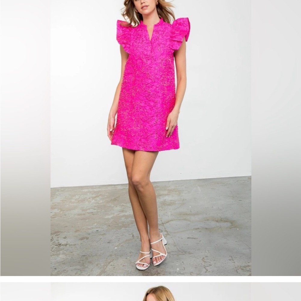 THML Pink Flutter Sleeve Mini Dress